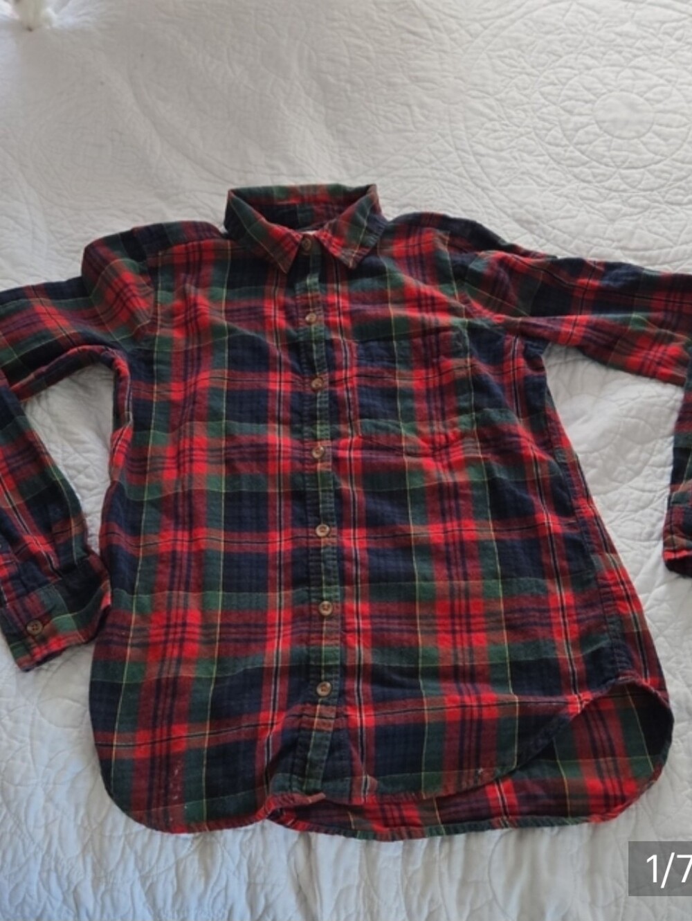 SO Women's Red & Green Plaid Flannel Button-Down Shirt-XS